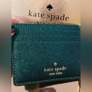 New in box 2023 Beautiful Kate Spade Shimmer Emerald Green Cardholder